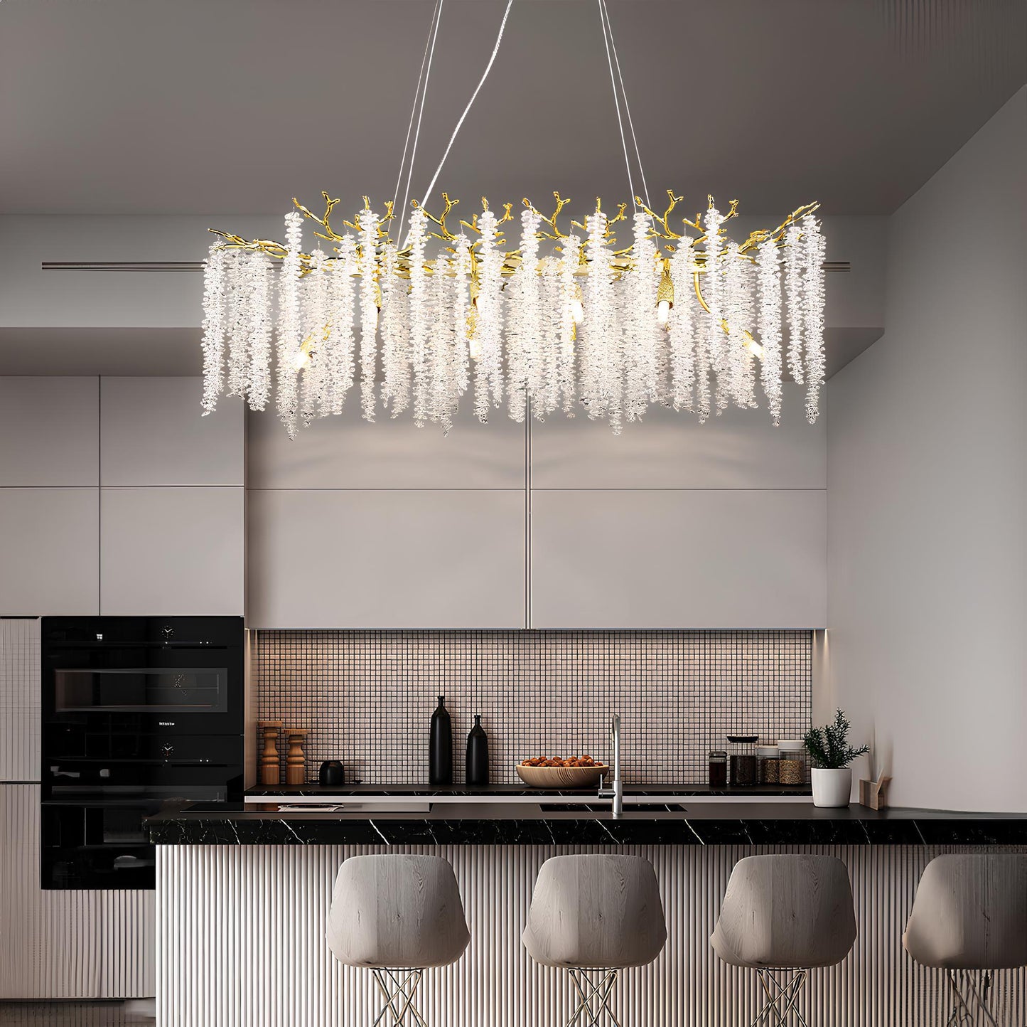 Crystal Chandelier Raindrop Hanging Pendant Lighting Fixture - Homevalley.co.uk