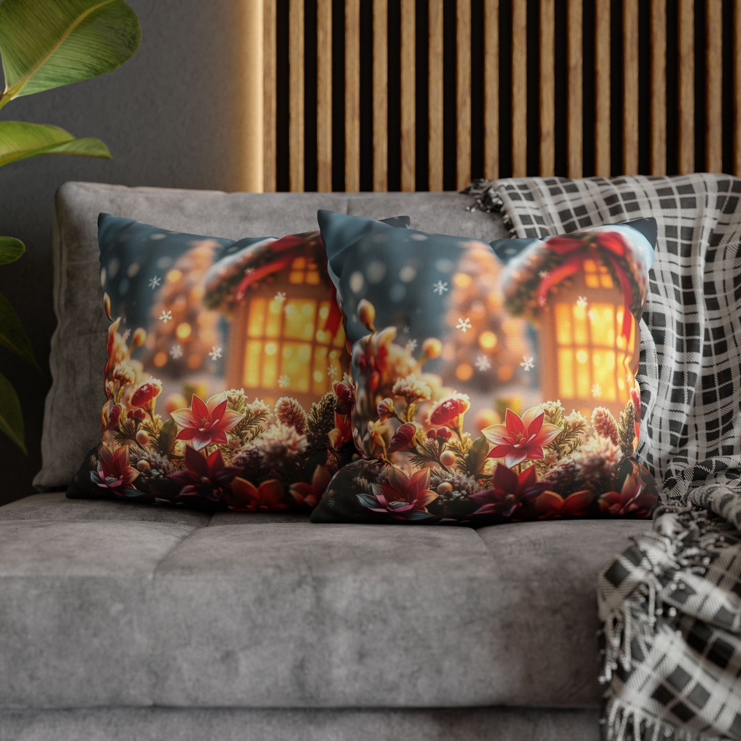 Christmas Square Pillowcase, Holiday Cushion Cover, Festive Throw Pillow, Xmas Decor, Home Decor Gift - Homevalley.co.uk