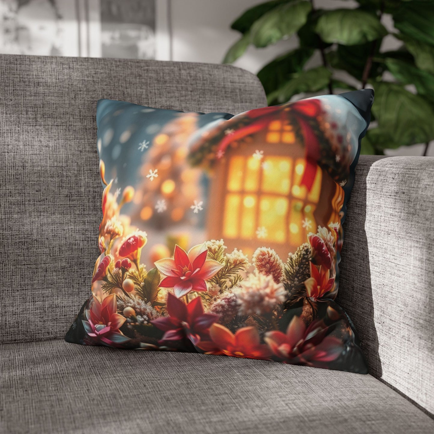 Christmas Square Pillowcase, Holiday Cushion Cover, Festive Throw Pillow, Xmas Decor, Home Decor Gift - Homevalley.co.uk