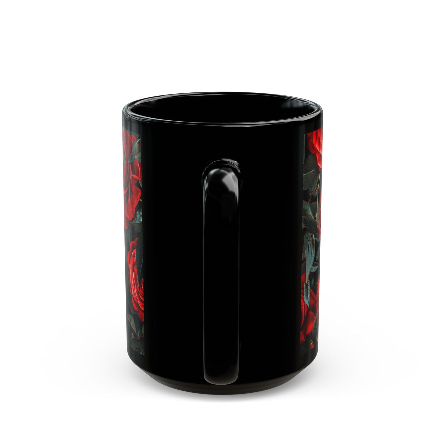 Scull and Red Roses Black Coffee Mug, Black Tea Cup, Gift for Him, Gift for Her, Father's day, Mother's day, Gift Idea (11oz, 15oz) - Homevalley.co.uk
