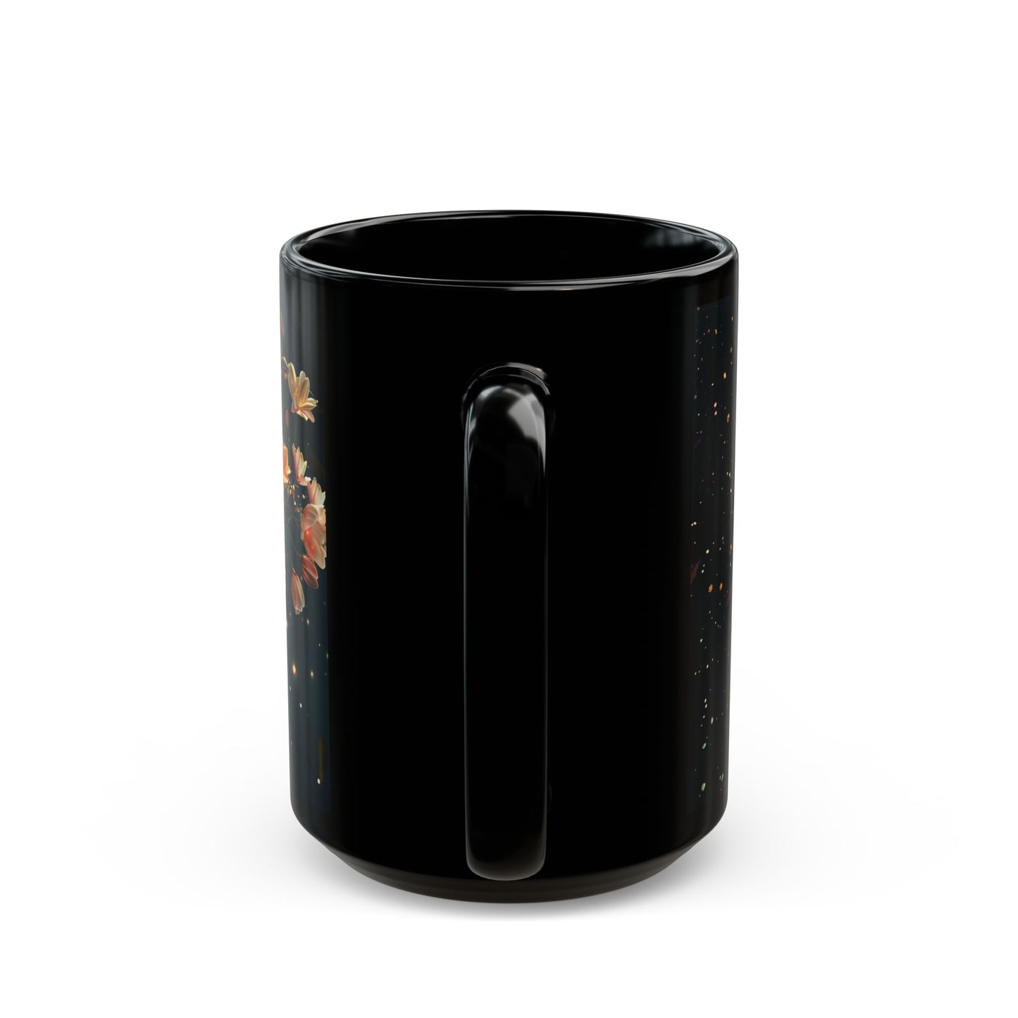 Moon and Flowers Black Coffee Mug,Tea Cup, Floral Mug, Gift for Her, Mother's Day, Gift Idea, 11oz, 15oz - Homevalley.co.uk