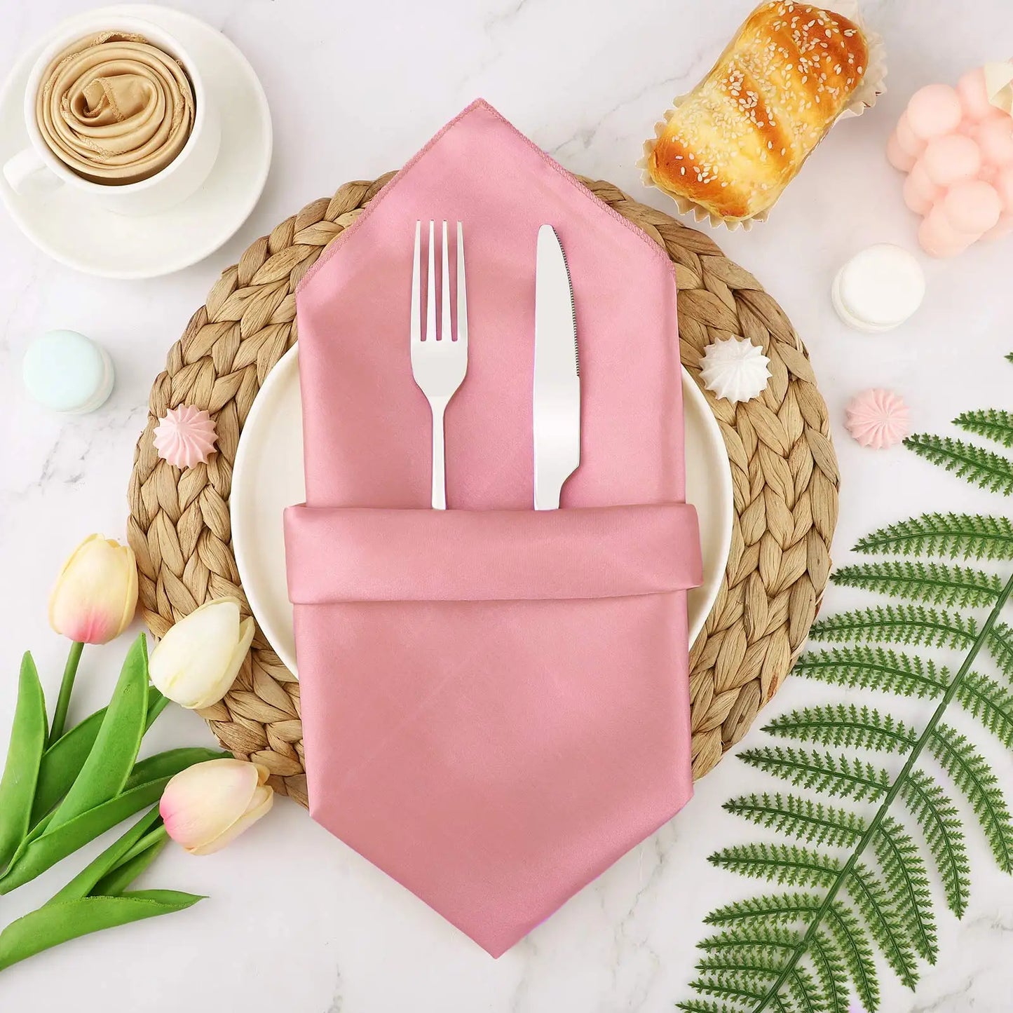 12PCS Christmas Wedding Satin Napkins Soft Table Decoration, 30x30cm - Homevalley.co.uk