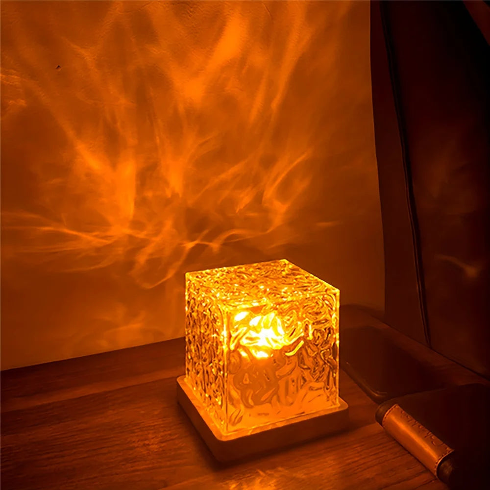 16 Colours Dynamic Ambient Water Ripple Night Light with Remote Control - Soothing LED Lamp for Relaxation Decor - Homevalley.co.uk