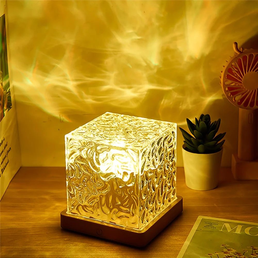 16 Colours Dynamic Ambient Water Ripple Night Light with Remote Control - Soothing LED Lamp for Relaxation Decor - Homevalley.co.uk