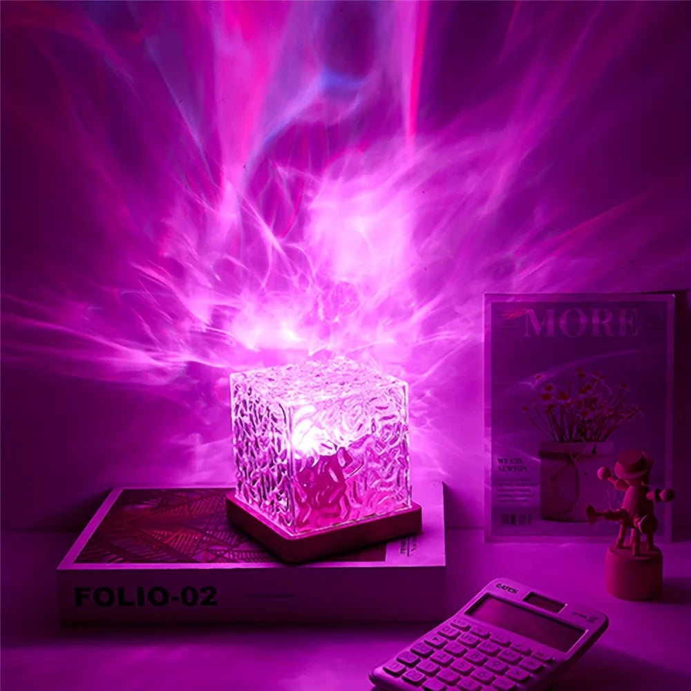 16 Colours Dynamic Ambient Water Ripple Night Light with Remote Control - Soothing LED Lamp for Relaxation Decor - Homevalley.co.uk