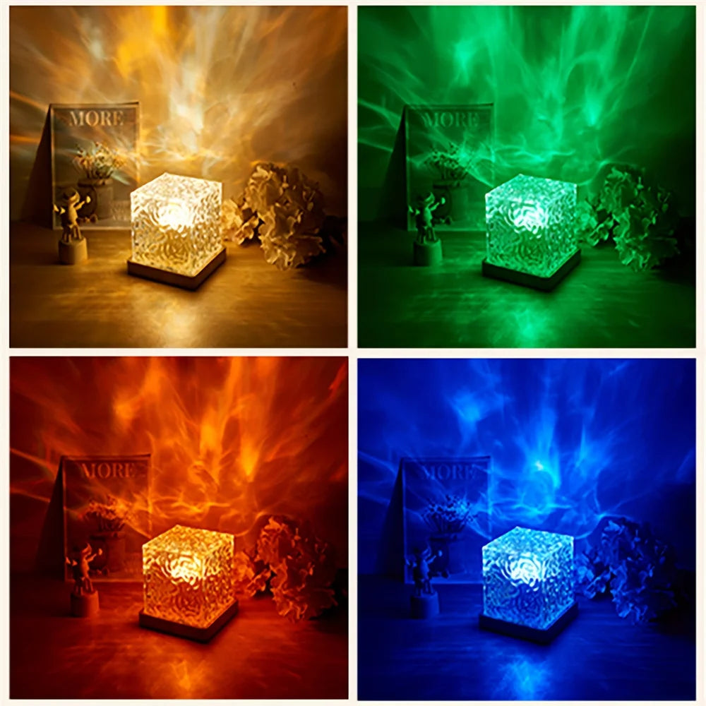 16 Colours Dynamic Ambient Water Ripple Night Light with Remote Control - Soothing LED Lamp for Relaxation Decor - Homevalley.co.uk