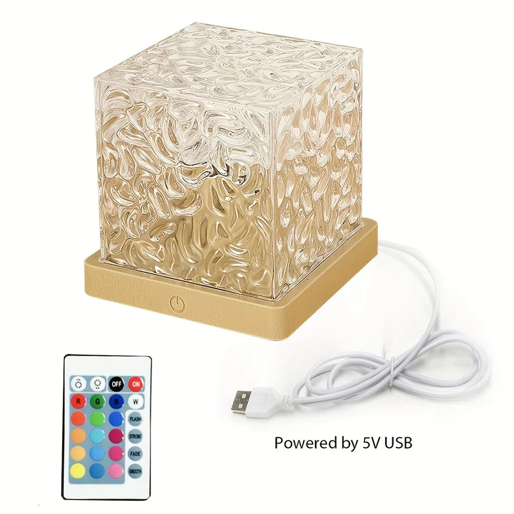 16 Colours Dynamic Ambient Water Ripple Night Light with Remote Control - Soothing LED Lamp for Relaxation Decor - Homevalley.co.uk