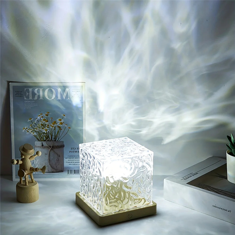 16 Colours Dynamic Ambient Water Ripple Night Light with Remote Control - Soothing LED Lamp for Relaxation Decor - Homevalley.co.uk