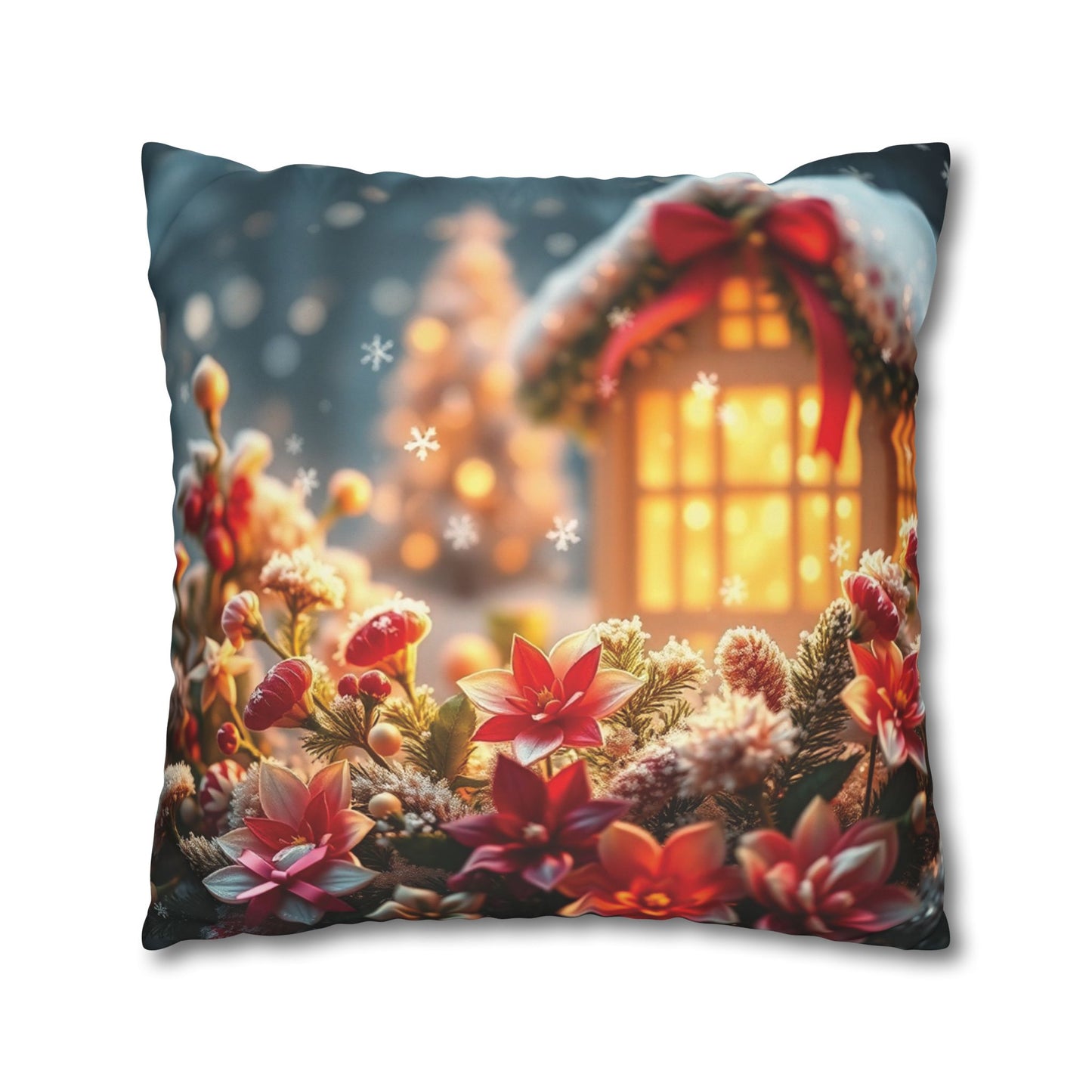 Christmas Square Pillowcase, Holiday Cushion Cover, Festive Throw Pillow, Xmas Decor, Home Decor Gift - Homevalley.co.uk