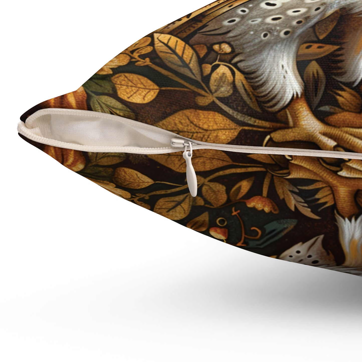 William Morris Style Square Pillow with Barn Owl Design, insert included - Homevalley.co.uk