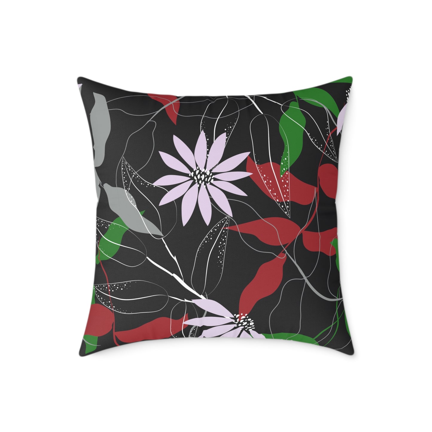William Morris Style Cat in Kimono and Flowers Square Pillow, Botanicals and Flowers, insert included - Homevalley.co.uk