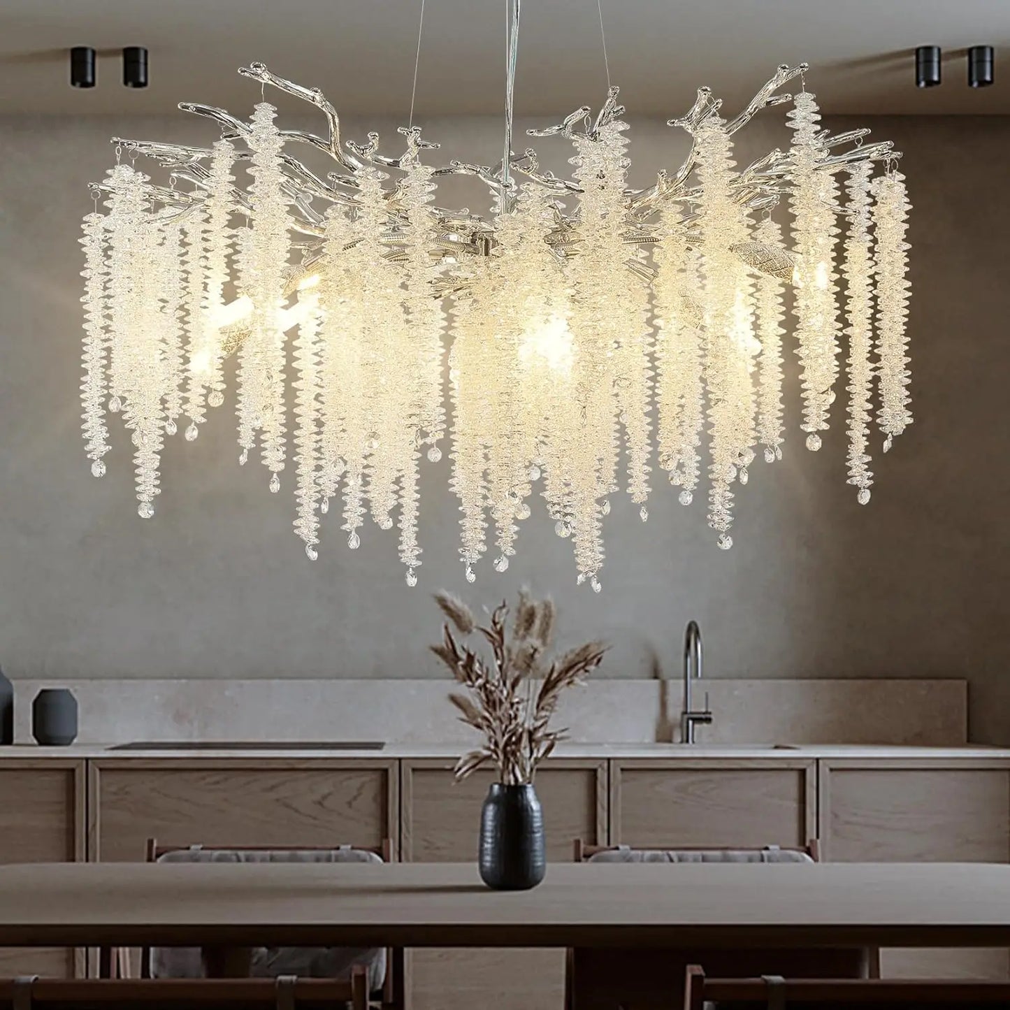 Crystal Chandelier Raindrop Hanging Pendant Lighting Fixture - Homevalley.co.uk