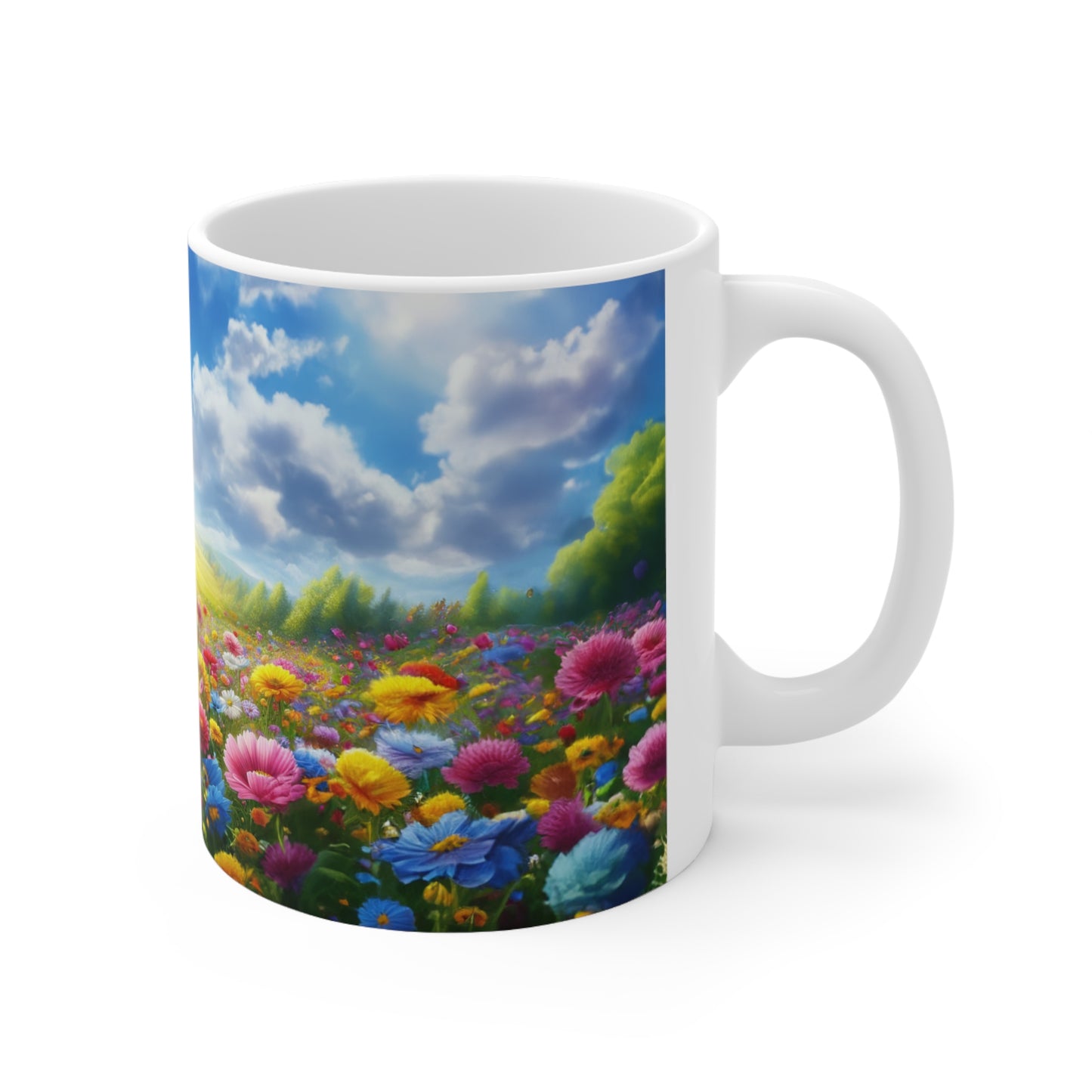 Floral Field, Butterflies and sunshine Coffee Mug, Floral Tea cut, Mother's day, Gift for her 11oz - Homevalley.co.uk