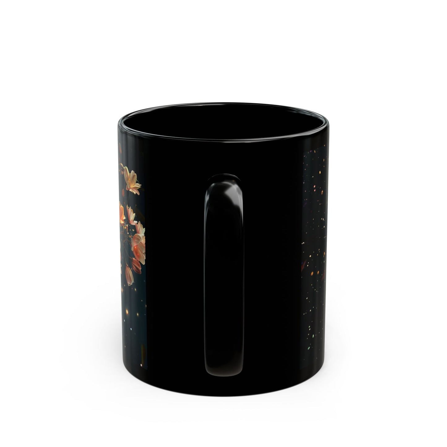 Moon and Flowers Black Coffee Mug,Tea Cup, Floral Mug, Gift for Her, Mother's Day, Gift Idea, 11oz, 15oz - Homevalley.co.uk