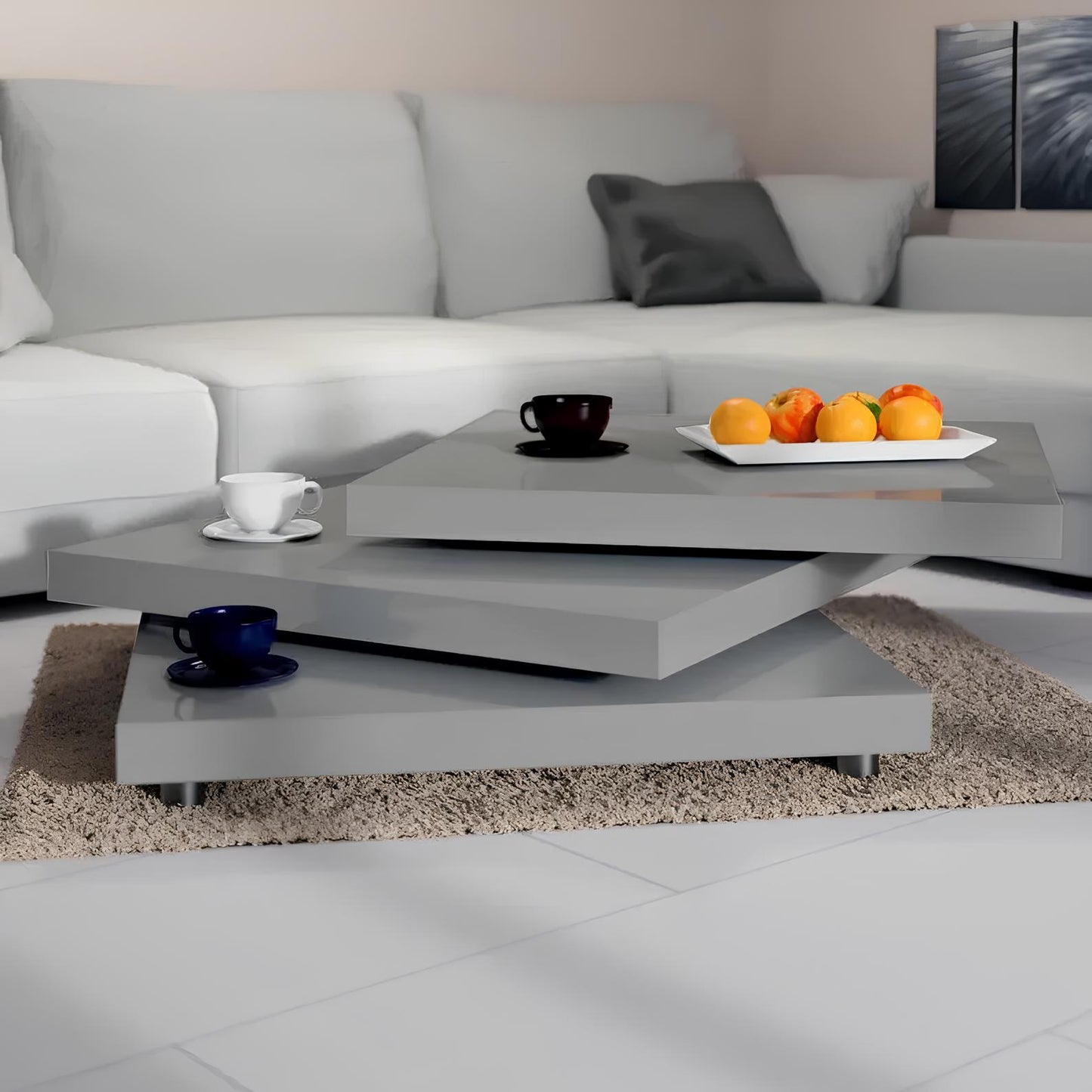 360° Rotating Design Modular Modern Square Coffee Table - Homevalley.co.uk