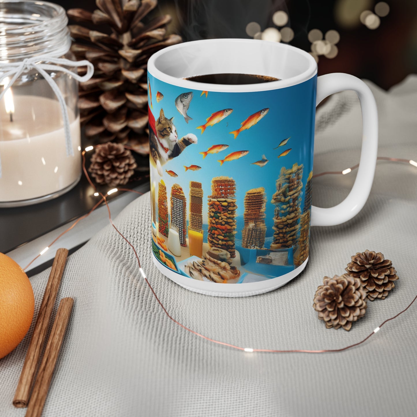 Super Man, Super Cat, Funny Cat Coffee Mug, Funny Pets Coffee Cup, 11oz, 15oz - Homevalley.co.uk