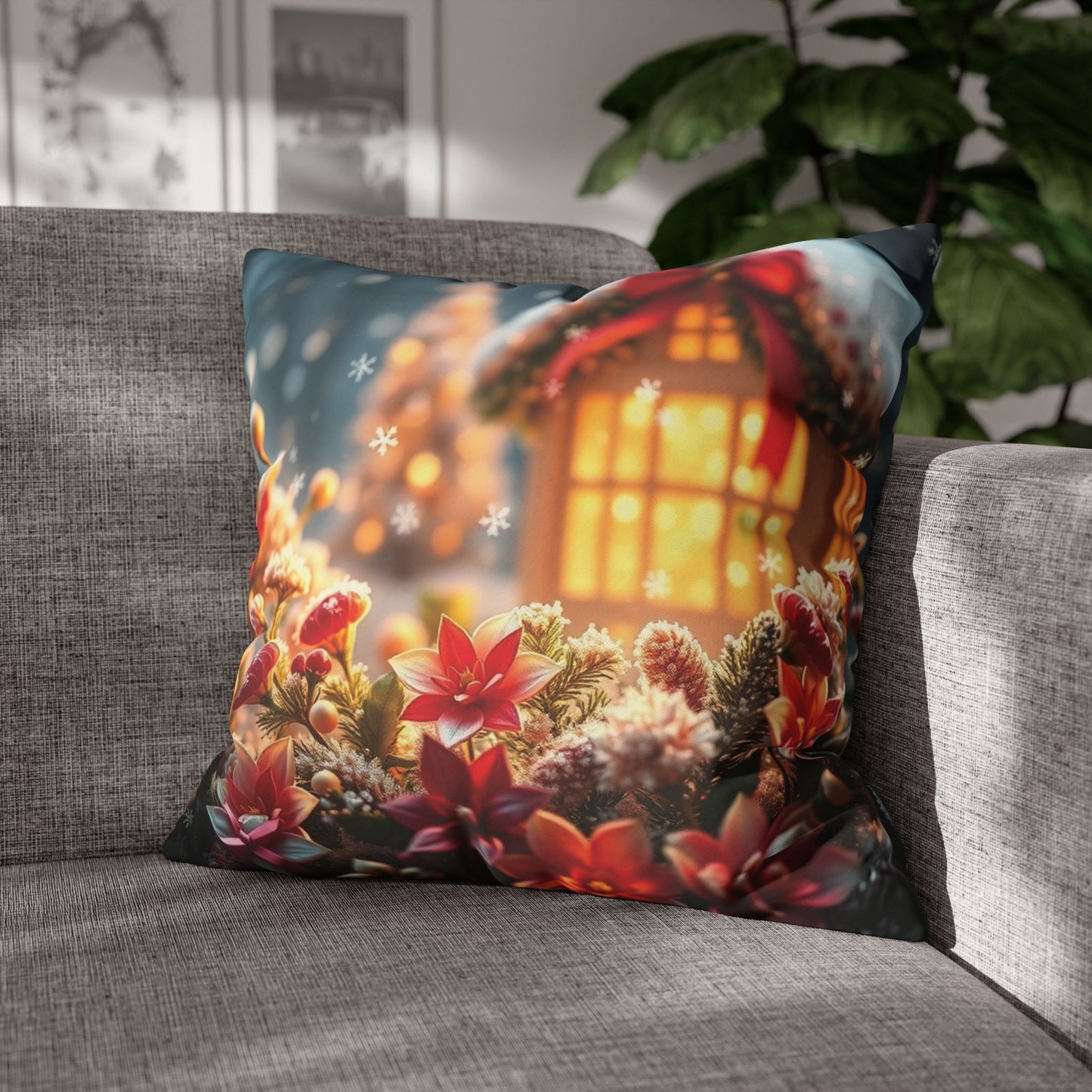Christmas Square Pillowcase, Holiday Cushion Cover, Festive Throw Pillow, Xmas Decor, Home Decor Gift - Homevalley.co.uk