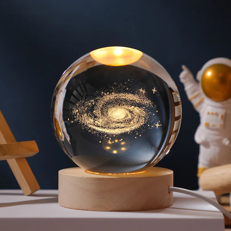 3D Laser Engraved Crystal Ball Glass LED Warm Night Light - Homevalley.co.uk