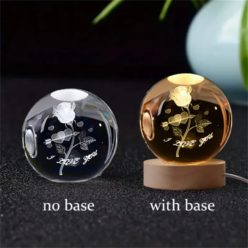 3D Laser Engraved Crystal Ball Glass LED Warm Night Light - Homevalley.co.uk
