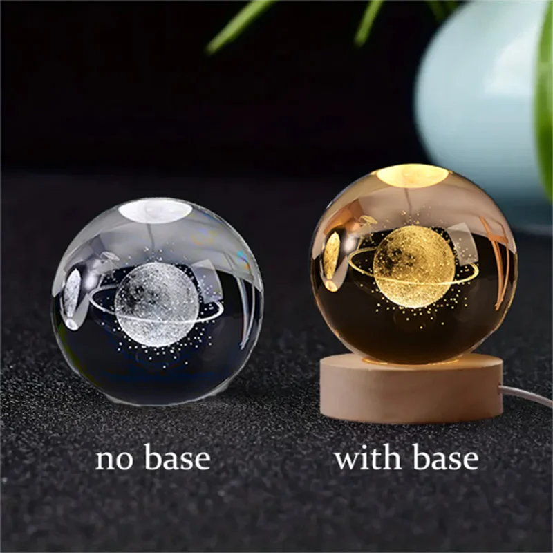 3D Laser Engraved Crystal Ball Glass LED Warm Night Light - Homevalley.co.uk