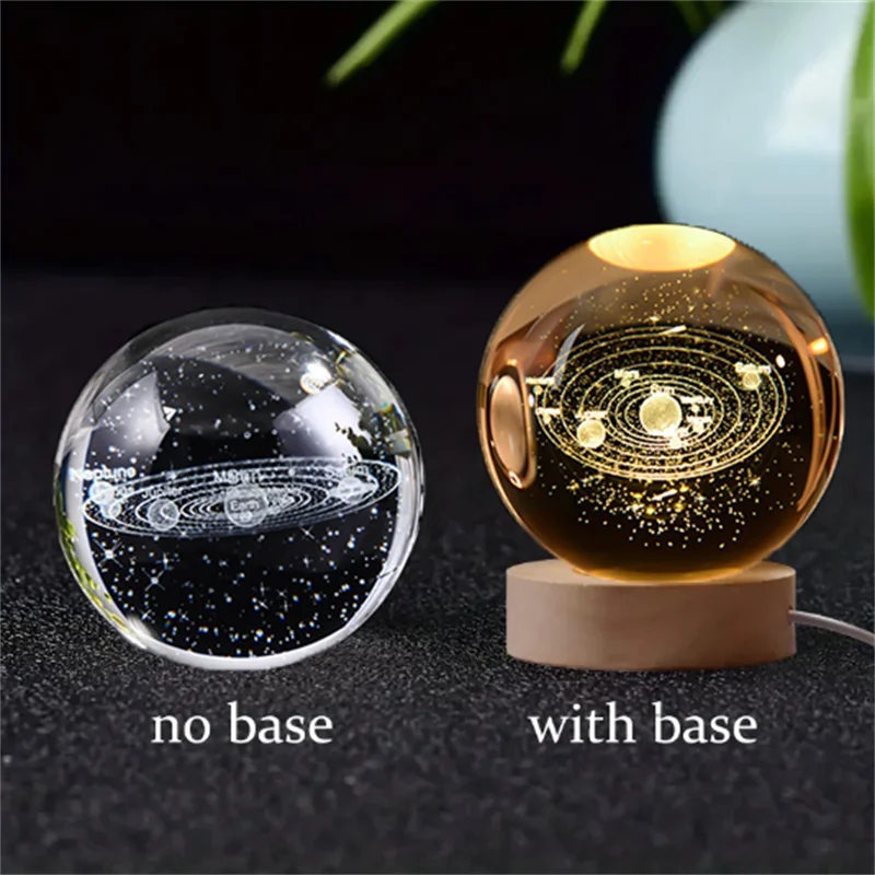 3D Laser Engraved Crystal Ball Glass LED Warm Night Light - Homevalley.co.uk