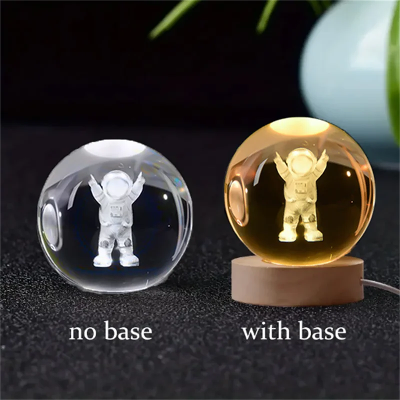 3D Laser Engraved Crystal Ball Glass LED Warm Night Light - Homevalley.co.uk