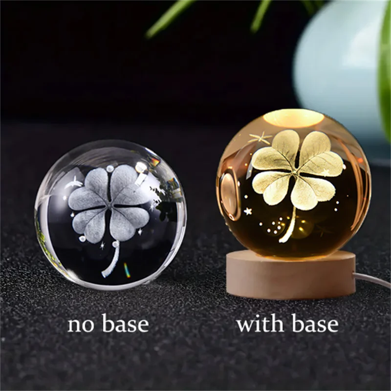 3D Laser Engraved Crystal Ball Glass LED Warm Night Light - Homevalley.co.uk
