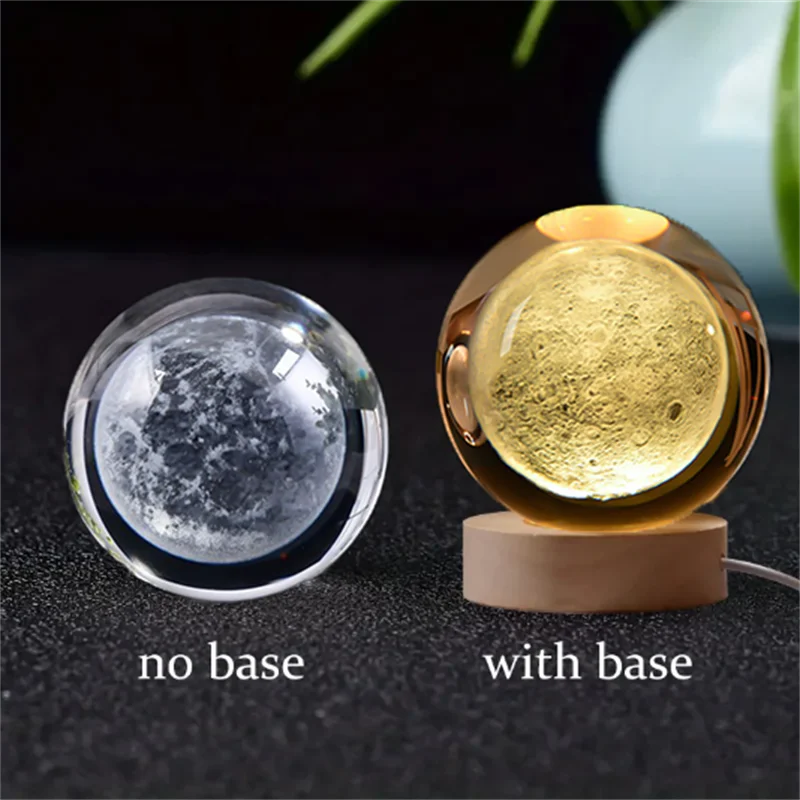 3D Laser Engraved Crystal Ball Glass LED Warm Night Light - Homevalley.co.uk