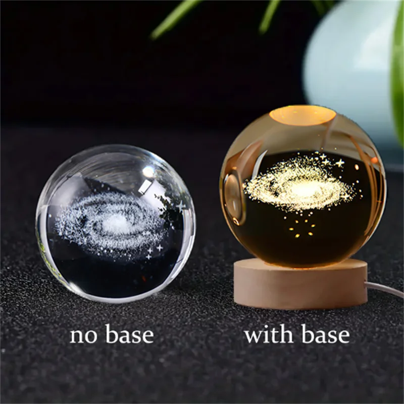 3D Laser Engraved Crystal Ball Glass LED Warm Night Light - Homevalley.co.uk