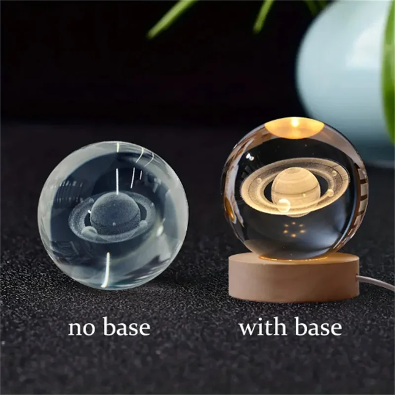 3D Laser Engraved Crystal Ball Glass LED Warm Night Light - Homevalley.co.uk