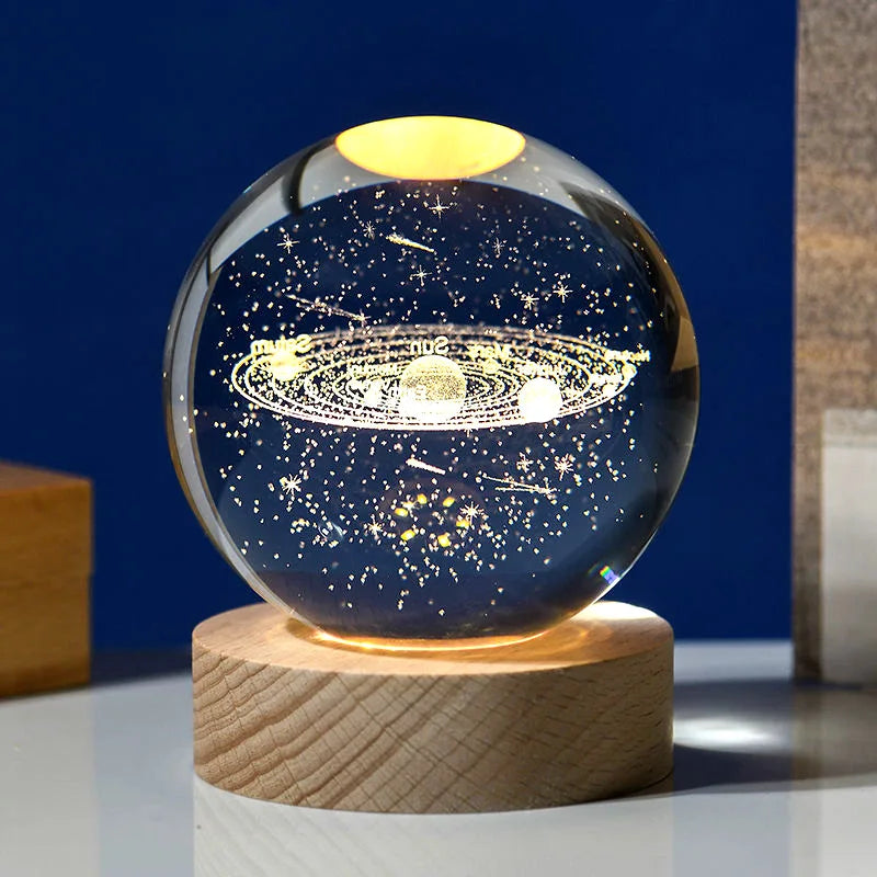 3D Laser Engraved Crystal Ball Glass LED Warm Night Light - Homevalley.co.uk