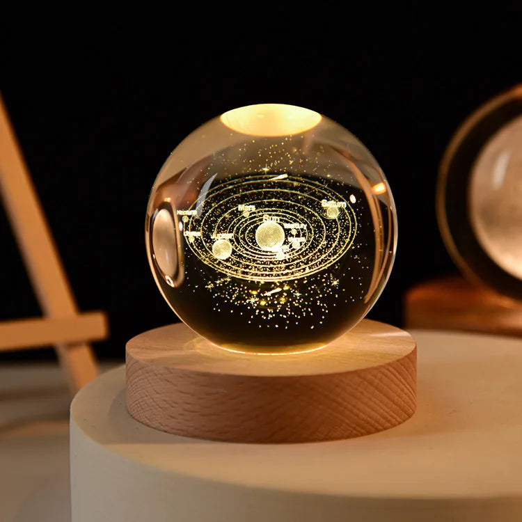 3D Laser Engraved Crystal Ball Glass LED Warm Night Light - Homevalley.co.uk