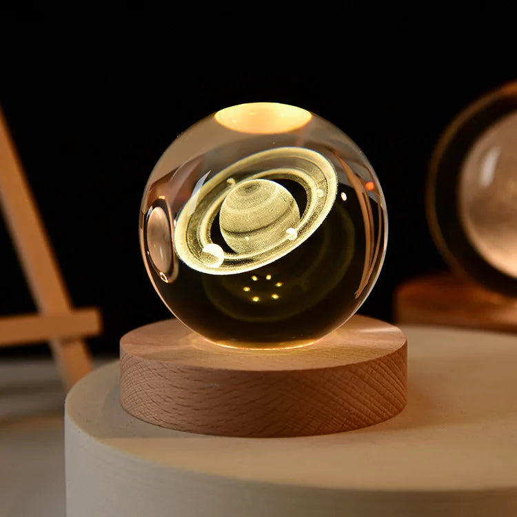 3D Laser Engraved Crystal Ball Glass LED Warm Night Light - Homevalley.co.uk