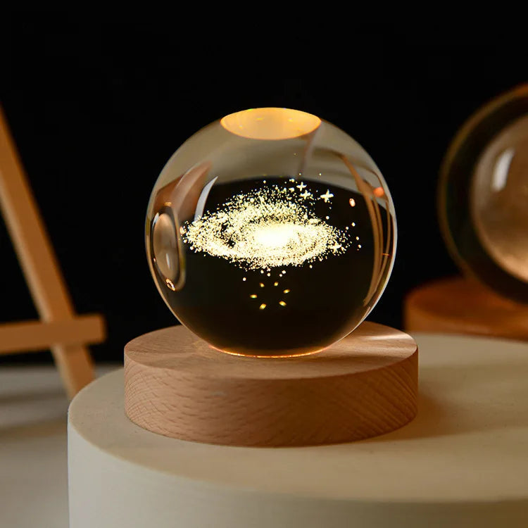 3D Laser Engraved Crystal Ball Glass LED Warm Night Light - Homevalley.co.uk