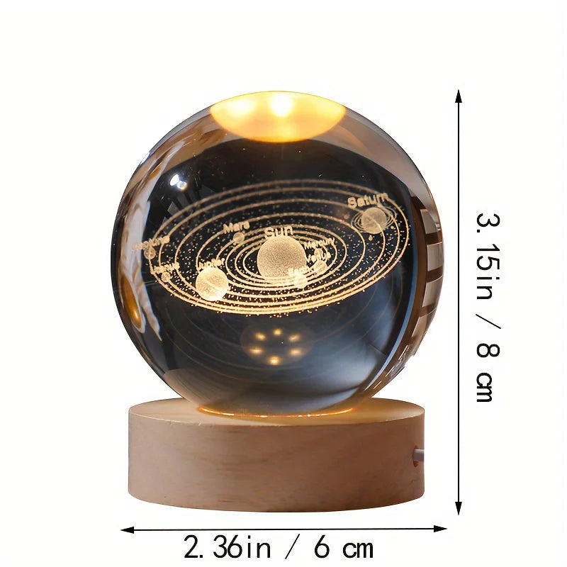 3D Laser Engraved Crystal Ball Glass LED Warm Night Light - Homevalley.co.uk
