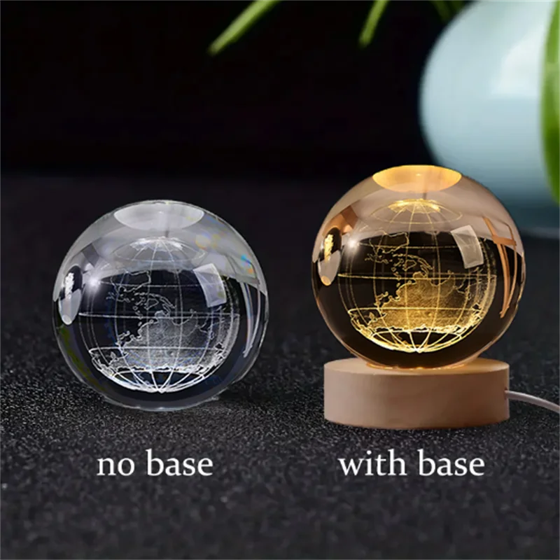 3D Laser Engraved Crystal Ball Glass LED Warm Night Light - Homevalley.co.uk