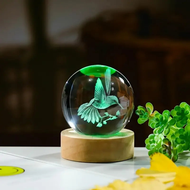 3D Laser Engraved Hummingbird Crystal Ball Ornament Gift - Homevalley.co.uk