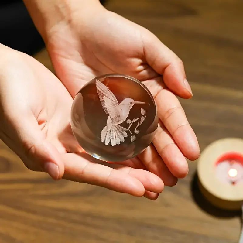 3D Laser Engraved Hummingbird Crystal Ball Ornament Gift - Homevalley.co.uk