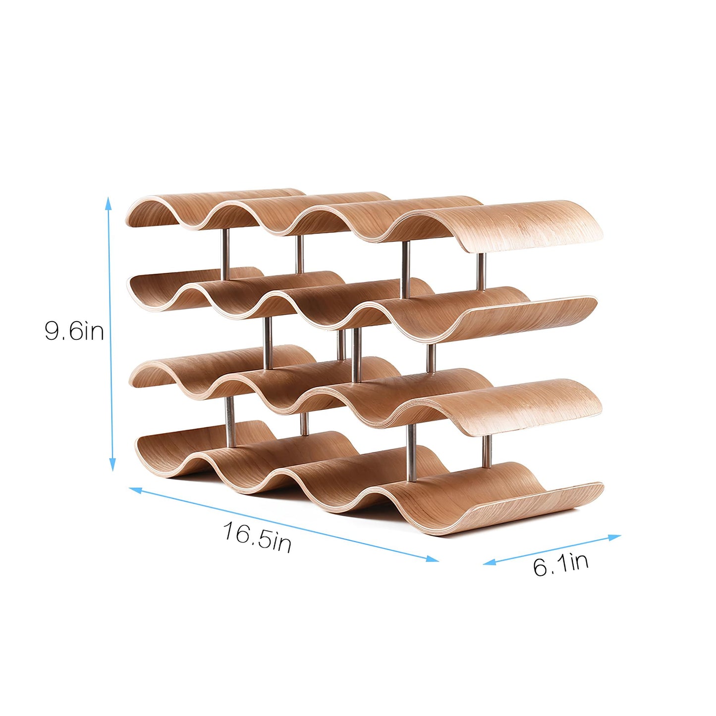 4 Tier Wave Bamboo Wine Rack 14 Bottle Set - Homevalley.co.uk
