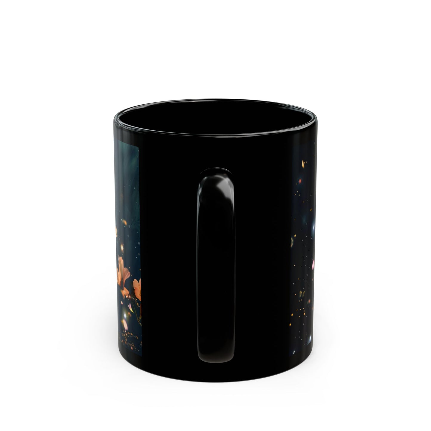 Moon and Flowers Black Coffee Mug,Tea Cup, Floral Mug, Gift for Her, Mother's Day, Gift Idea (11oz, 15oz) - Homevalley.co.uk