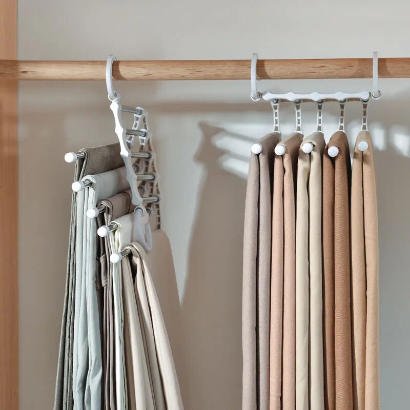 5 In 1 Magic Stainless Steel Folding Trouser Rack, Tie Hanger and Closet Organiser - Homevalley.co.uk