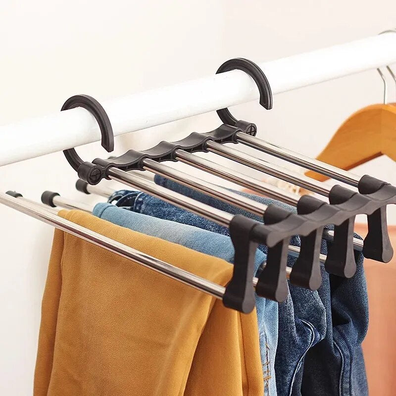 5 In 1 Magic Stainless Steel Folding Trouser Rack, Tie Hanger and Closet Organiser - Homevalley.co.uk