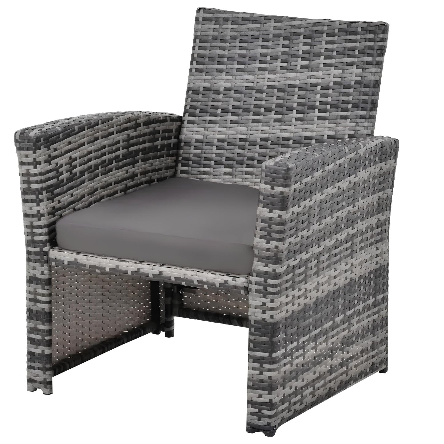 6 Pieces 6 Seater Rattan Patio Sofa Furniture Set with Tempered Glass Coffee Table & Footstools - Homevalley.co.uk