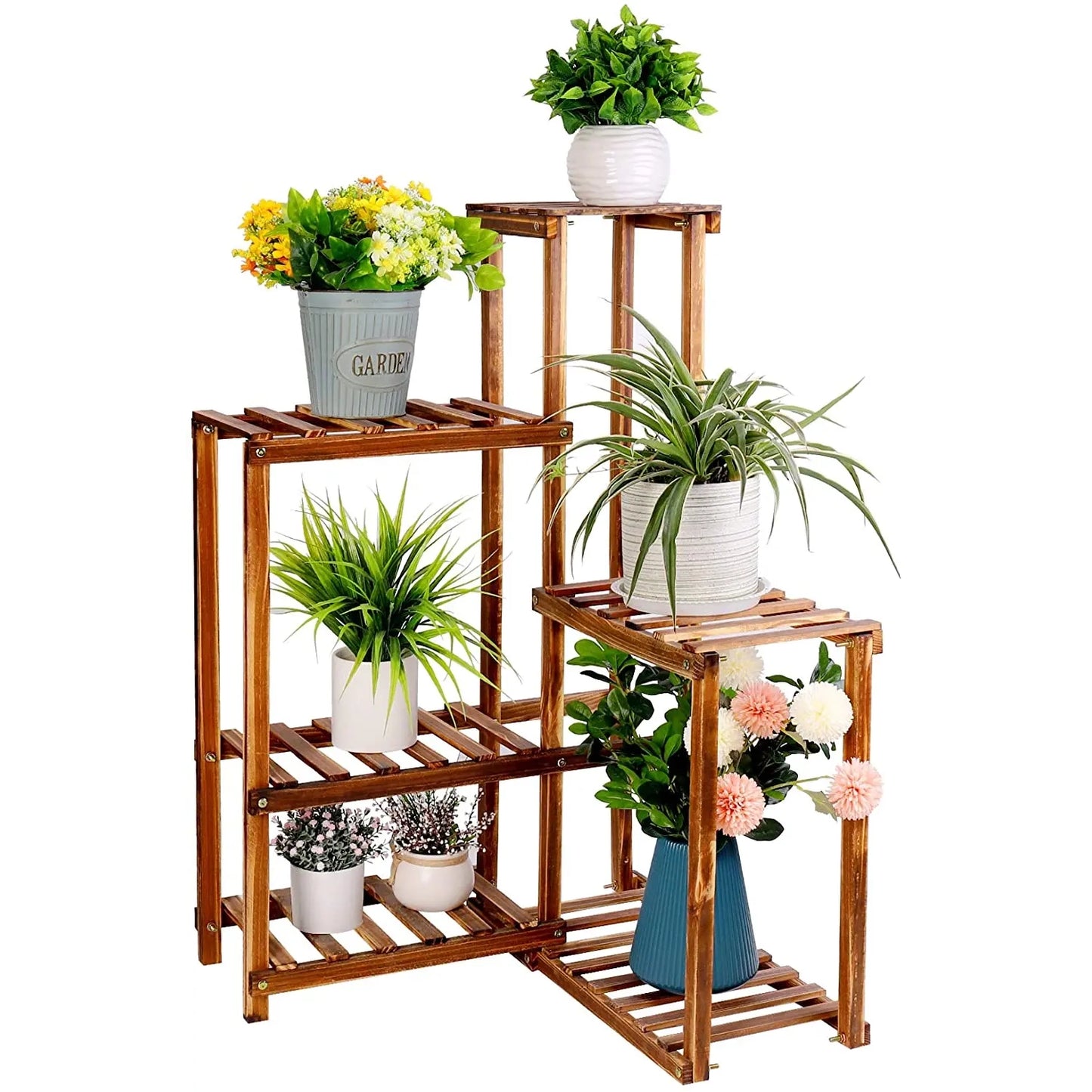 6 Tier Wooden Plant Stand Shelf - Homevalley.co.uk