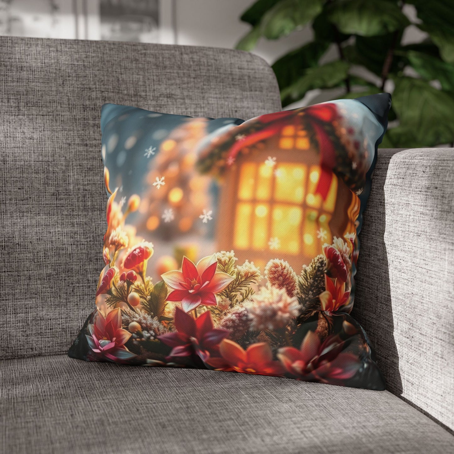 Christmas Square Pillowcase, Holiday Cushion Cover, Festive Throw Pillow, Xmas Decor, Home Decor Gift - Homevalley.co.uk