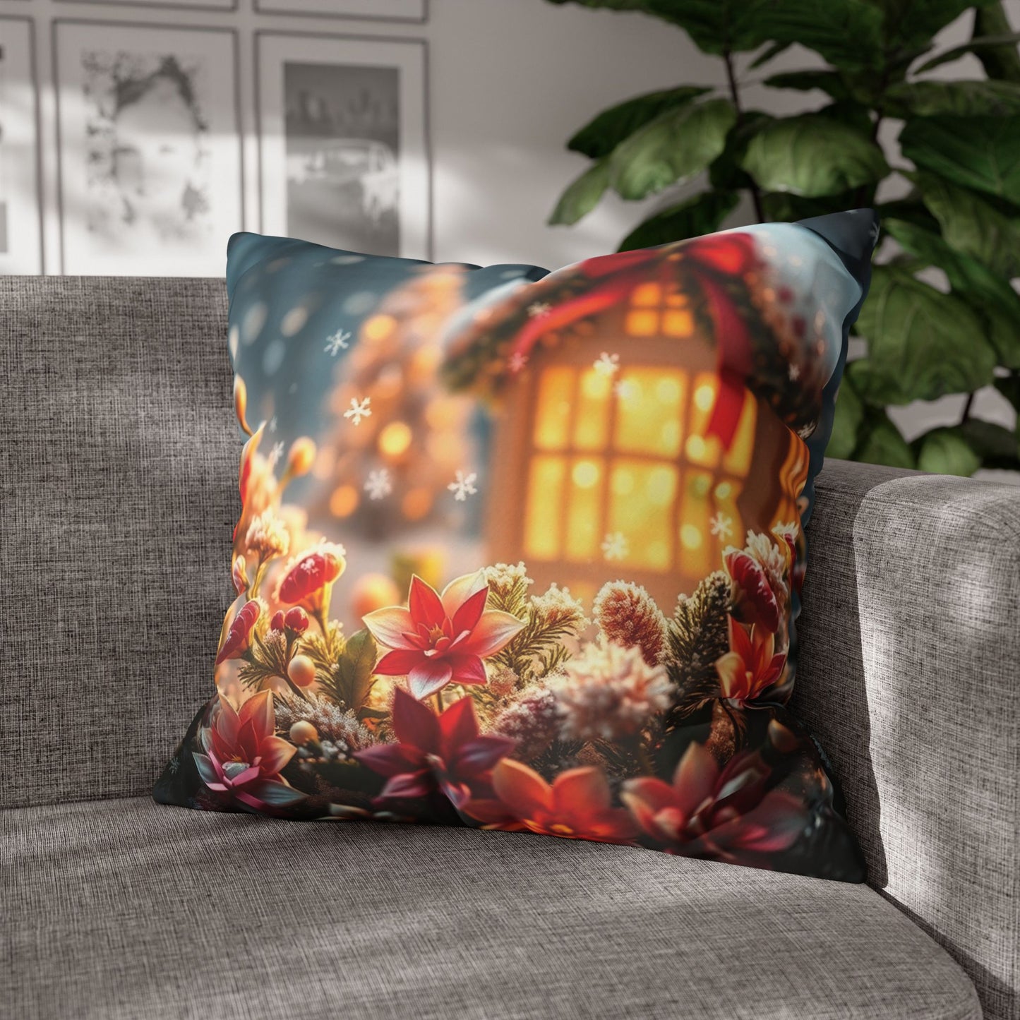 Christmas Square Pillowcase, Holiday Cushion Cover, Festive Throw Pillow, Xmas Decor, Home Decor Gift - Homevalley.co.uk