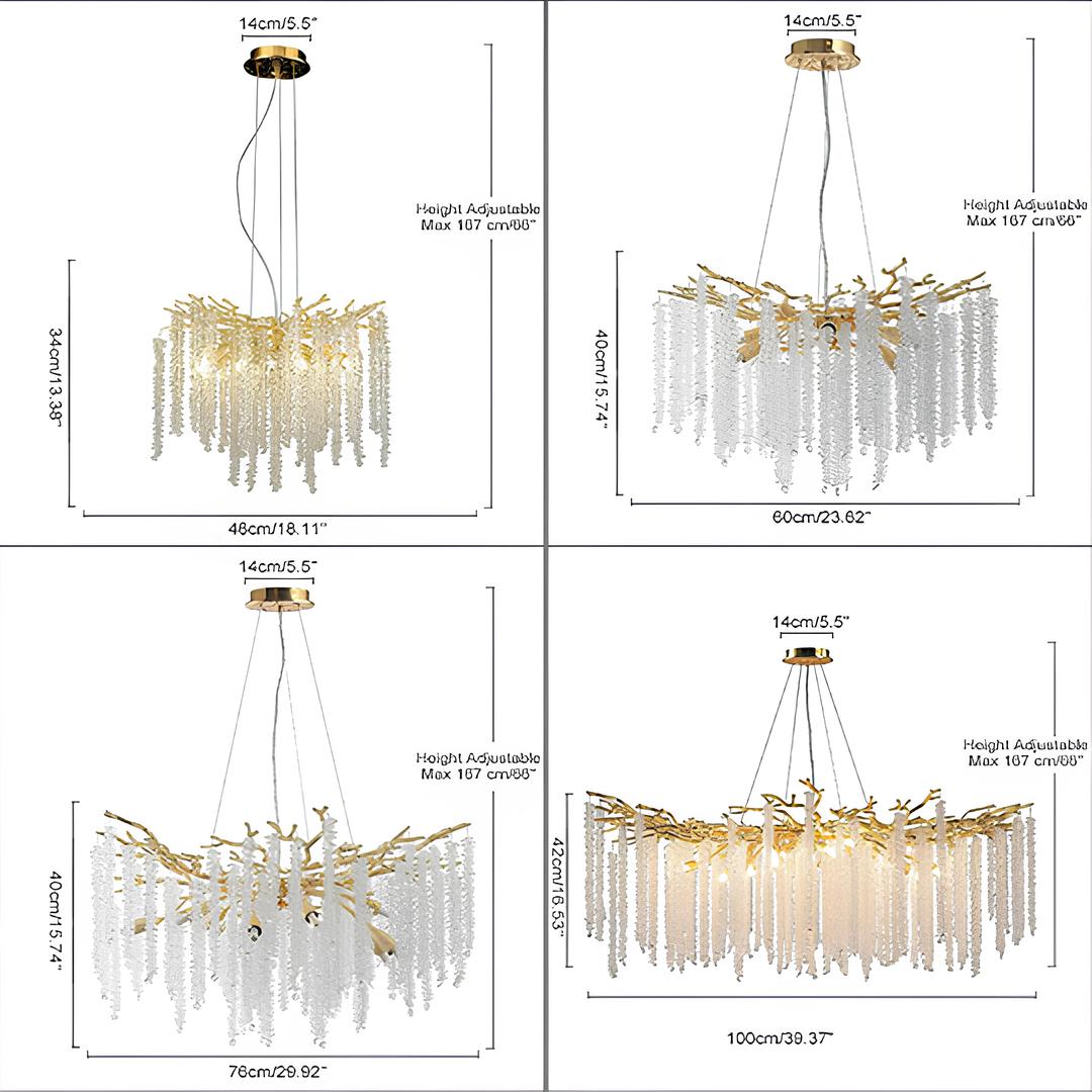 Crystal Chandelier Raindrop Hanging Pendant Lighting Fixture - Homevalley.co.uk