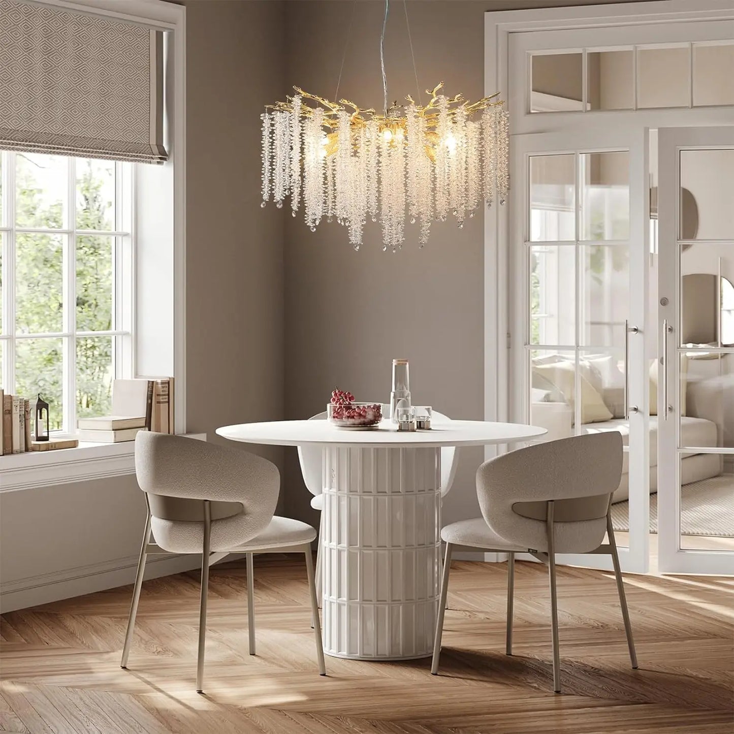 Crystal Chandelier Raindrop Hanging Pendant Lighting Fixture - Homevalley.co.uk