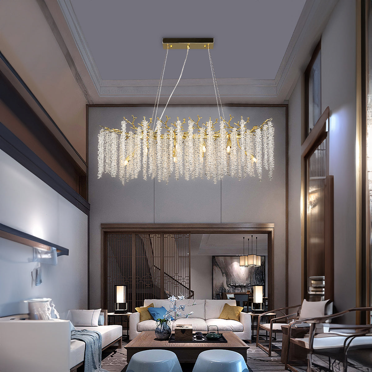 Crystal Chandelier Raindrop Hanging Pendant Lighting Fixture - Homevalley.co.uk
