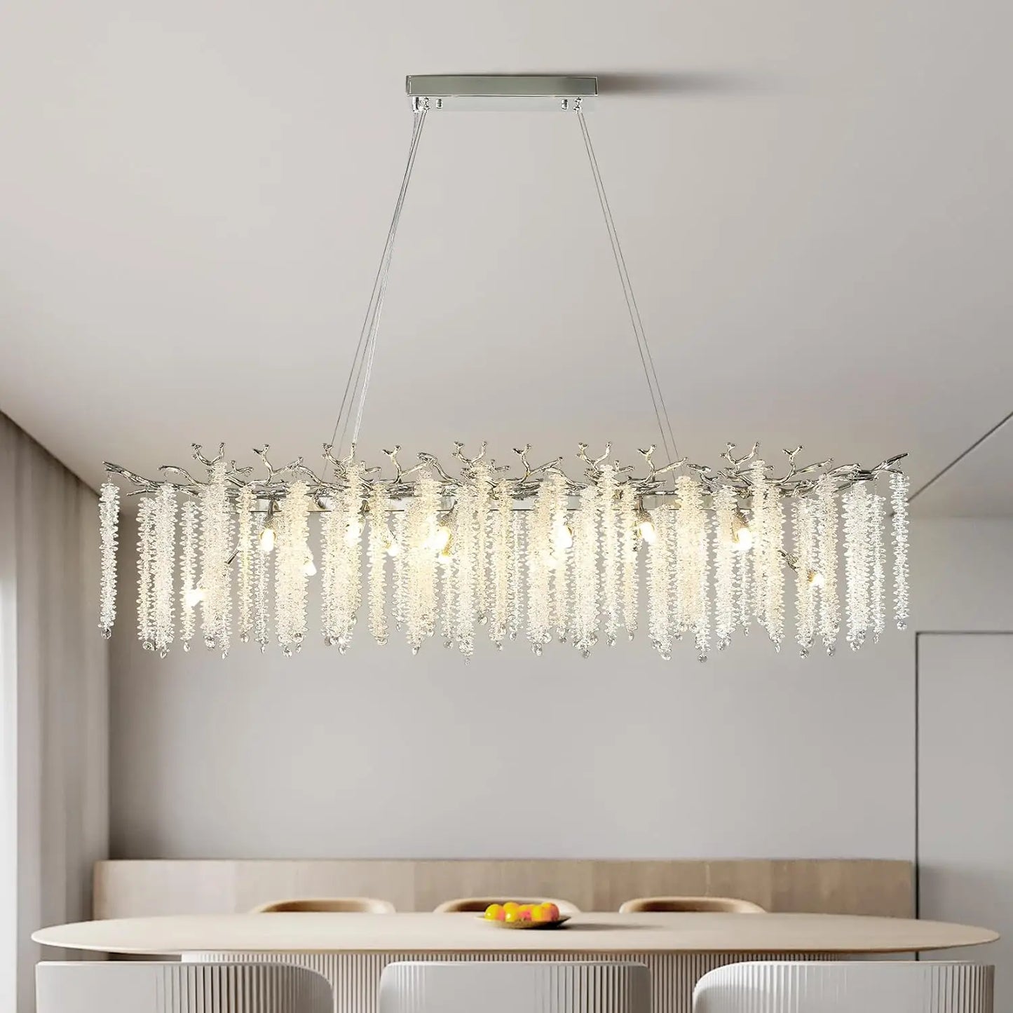 Crystal Chandelier Raindrop Hanging Pendant Lighting Fixture - Homevalley.co.uk